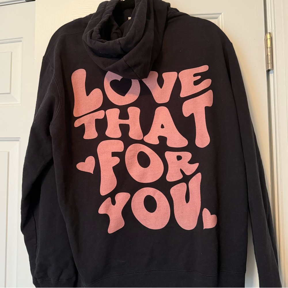 “Love that for you” Black Hoodie with Pink Graphic Text - Unisex